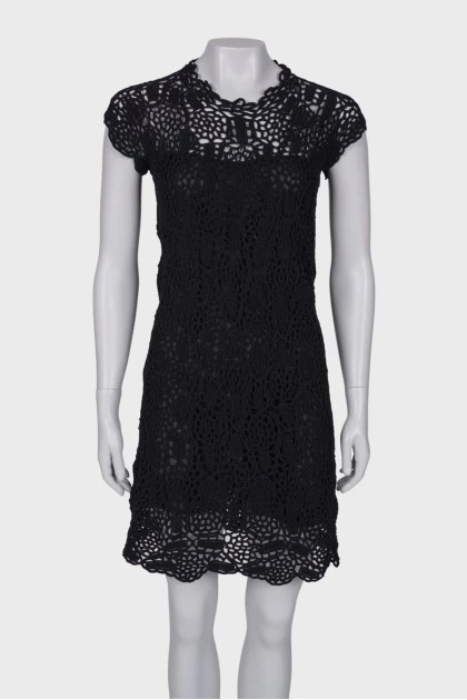 Black fishnet midi dress