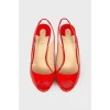 Red patent sandals