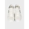 Men's white sneakers with print