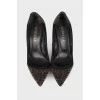Black shoes with rhinestones