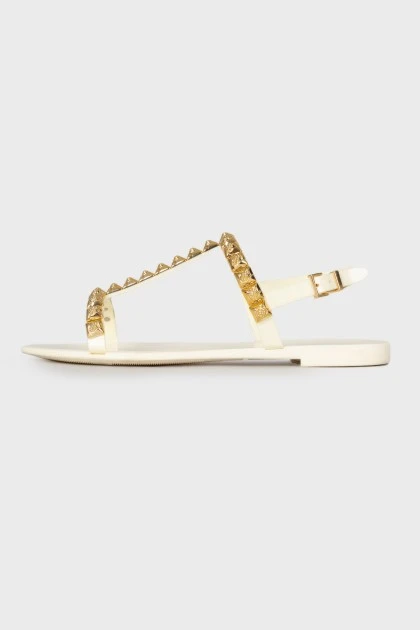Sandals with gold-tone hardware