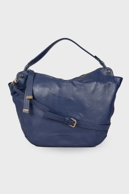 Blue leather shoulder bag