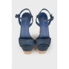 Blue sandals with wooden soles