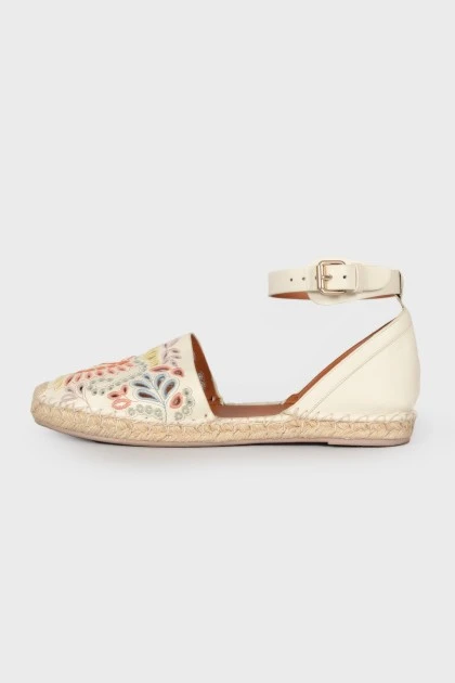 Perforated leather espadrilles