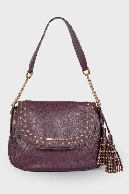 Purple bag with gold hardware