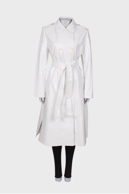 White embossed trench coat with tag