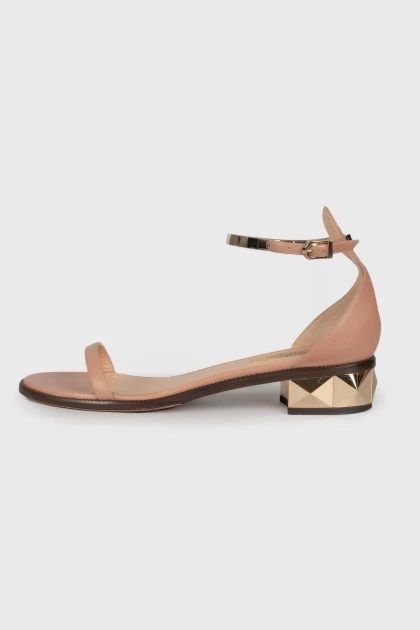 Leather sandals with gold-tone hardware