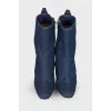 Dark blue textile ankle boots
