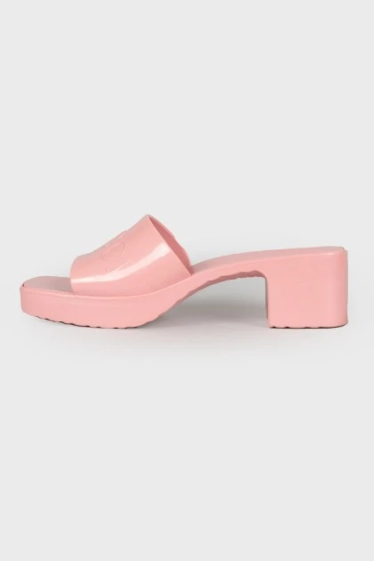 Rubber pink mules