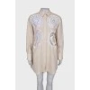 Linen shirt-dress with lace