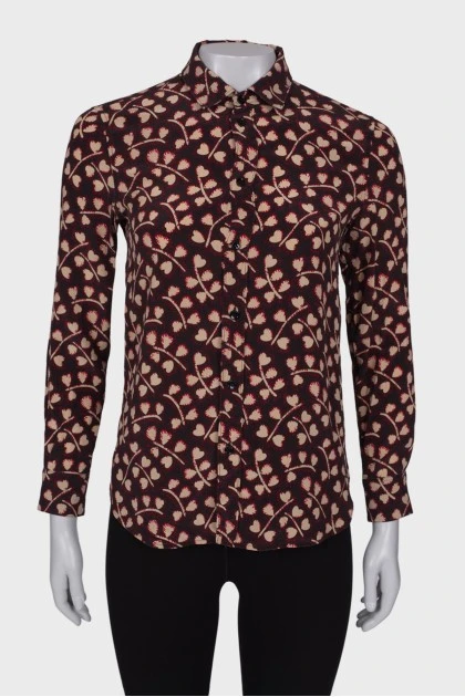 Printed blouse with button-down
