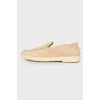 Powder suede loafers