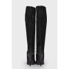 Suede over the knee boots with patent toe
