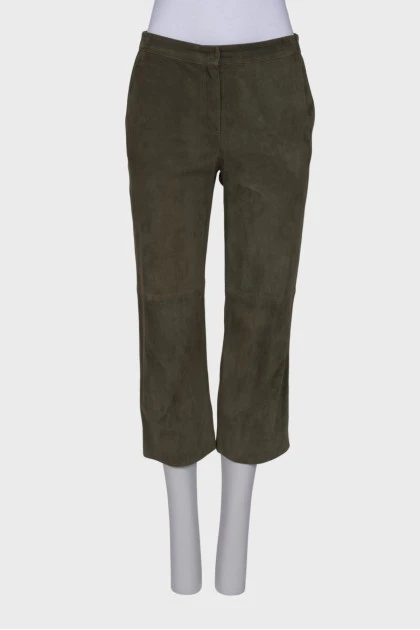 Dark green suede trousers