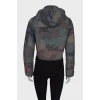 Cropped jacket in camouflage print