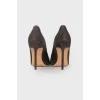 Charcoal pointed toe pumps
