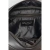 Leather bag with brand logo