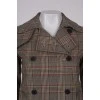 Checked double-breasted trench coat