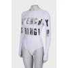 White bodysuit with mirror patch