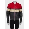 Tricolor leather jacket