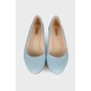 Light blue leather ballerina shoes