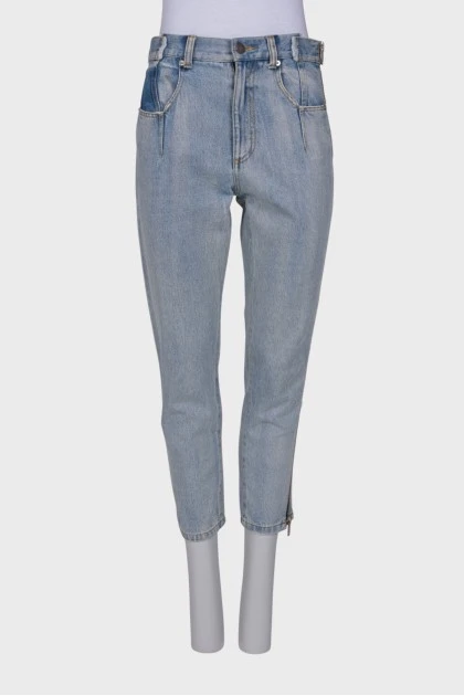 Light blue side zip jeans