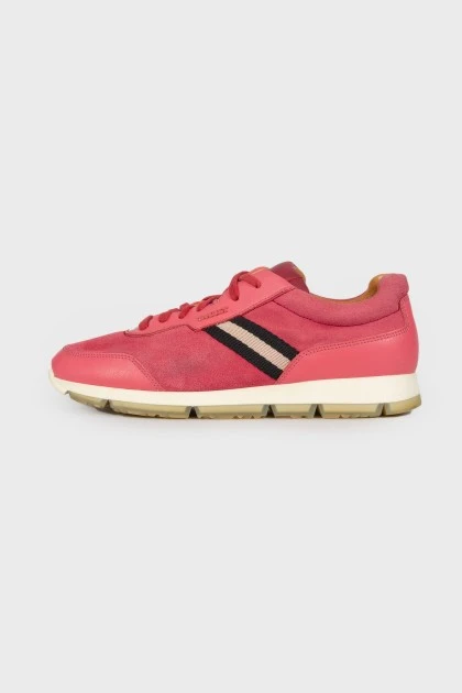 Pink leather sneakers