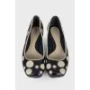 Black and white square toe ballerina shoes
