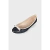 Navy blue leather ballerina shoes