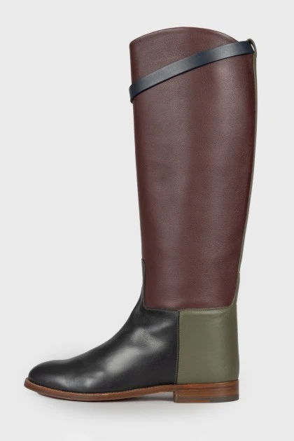 Mixed leather boots
