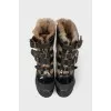 Combined ankle boots with fur