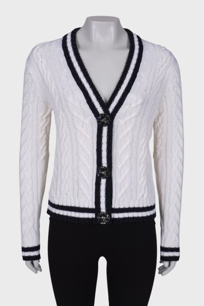 Knitted cardigan with rhinestones