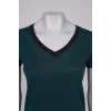 Green V-neck T-shirt