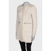White coat with leather shoulders