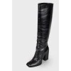 Square toe leather boots