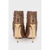 Brown fringed ankle boots