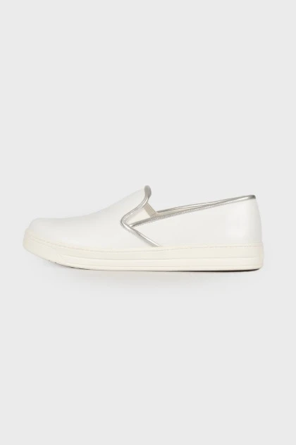 White leather slip-ons
