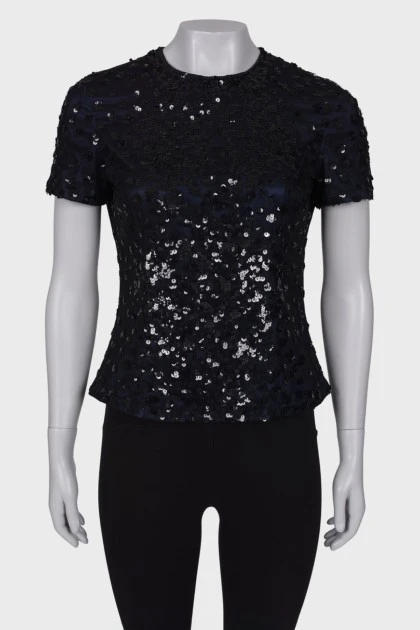 Navy T-shirt with sequins