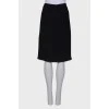 Straight black wool skirt