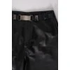 Leather trousers with silver hardware