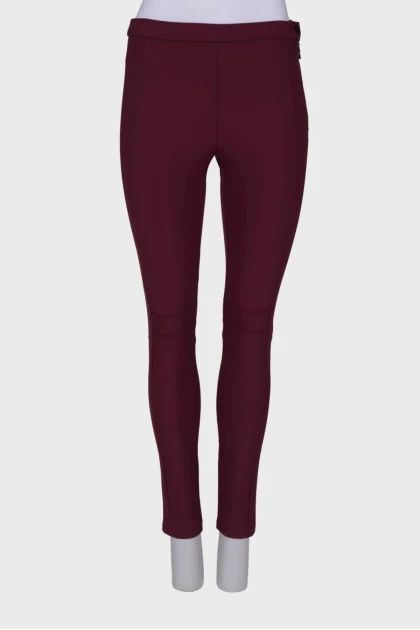 Burgundy trousers with raised seam
