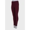 Burgundy trousers with raised seam