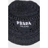 Knitted bucket hat with branded logo
