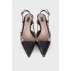 Pointed toe leather mules