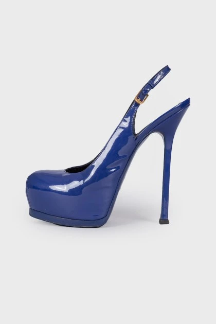Navy blue peep toe shoes