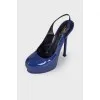 Navy blue peep toe shoes