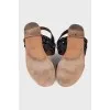 Suede sandals with rhinestones