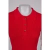 Red ribbed polo