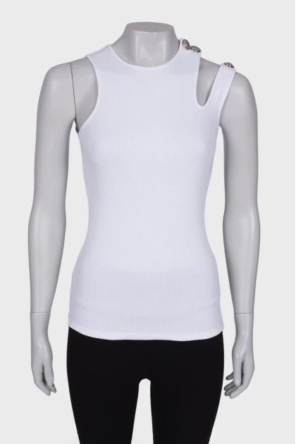 Ribbed top with cut-out shoulder