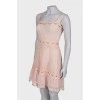 Pink openwork dress with eyelets
